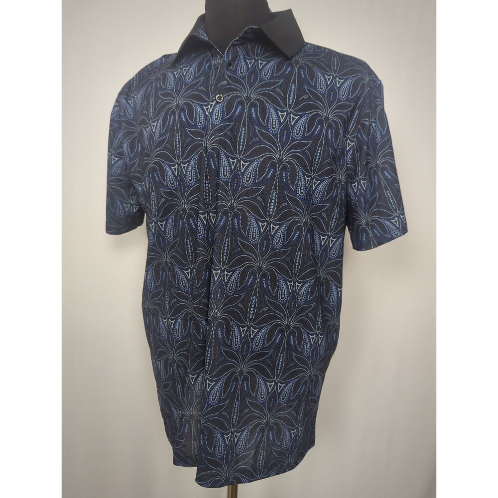 Express Men XL Floral Hawaiian Palm Trees Polo Short Sleeve Casual Relax NWT